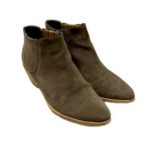 Joie Barlow Suede Booties Pointed Toe Slip On Brown Sz 8